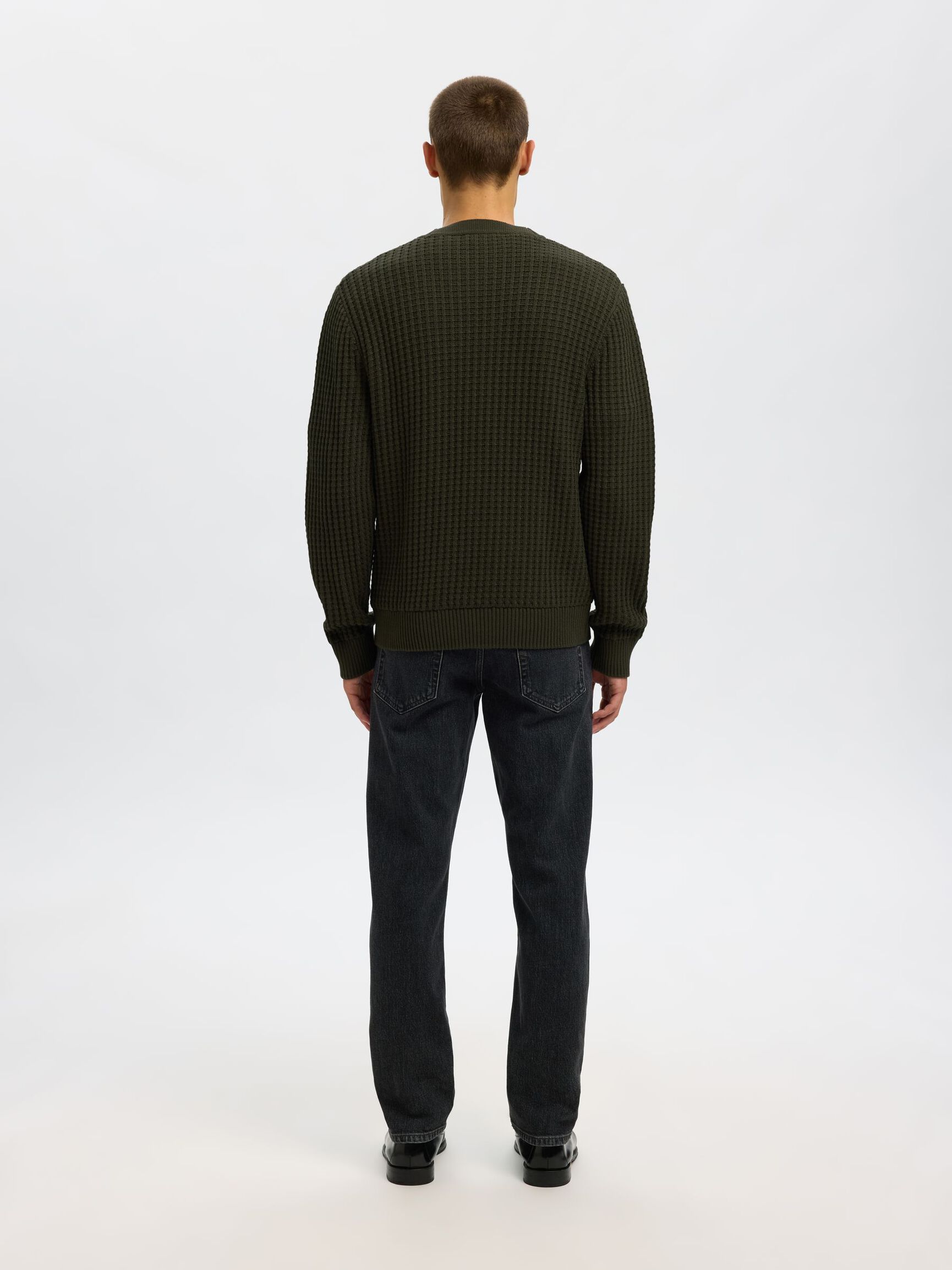 100% COTTON KNITTED CARDIGAN, Forest Night, highres