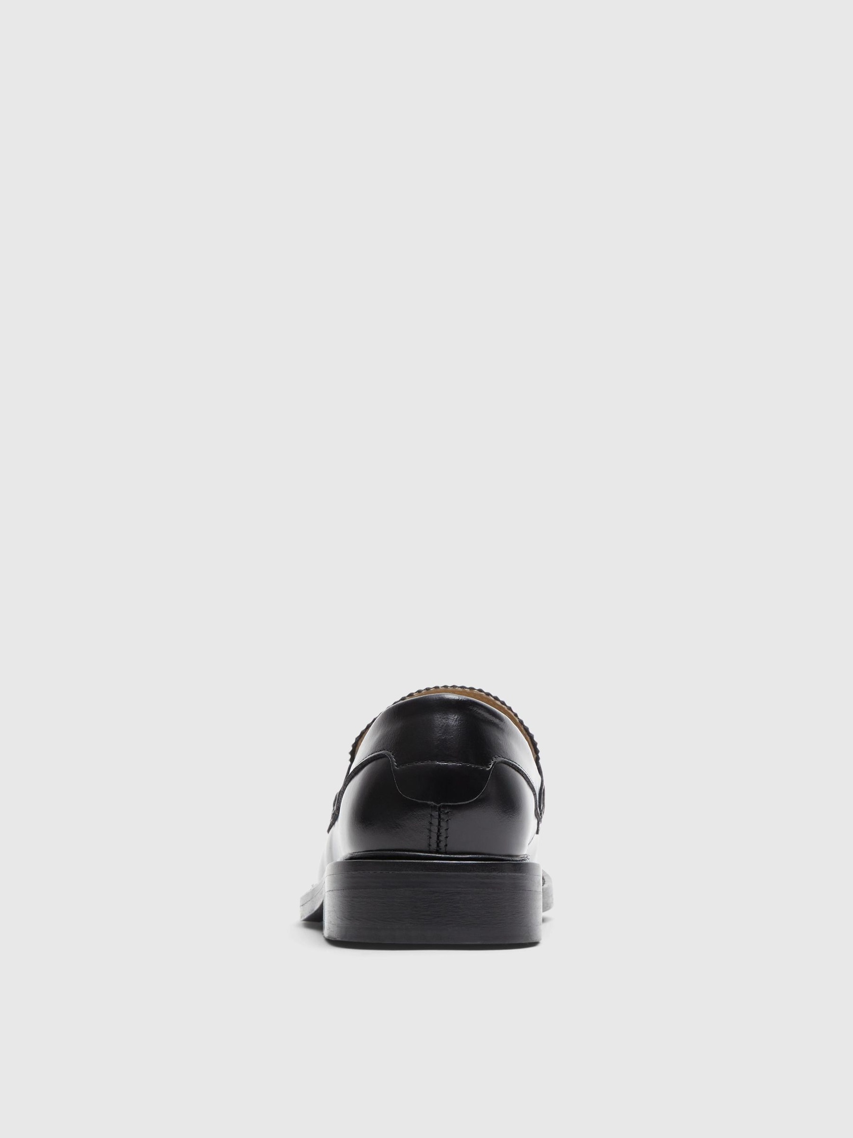 LEATHER LOAFERS, Black, highres