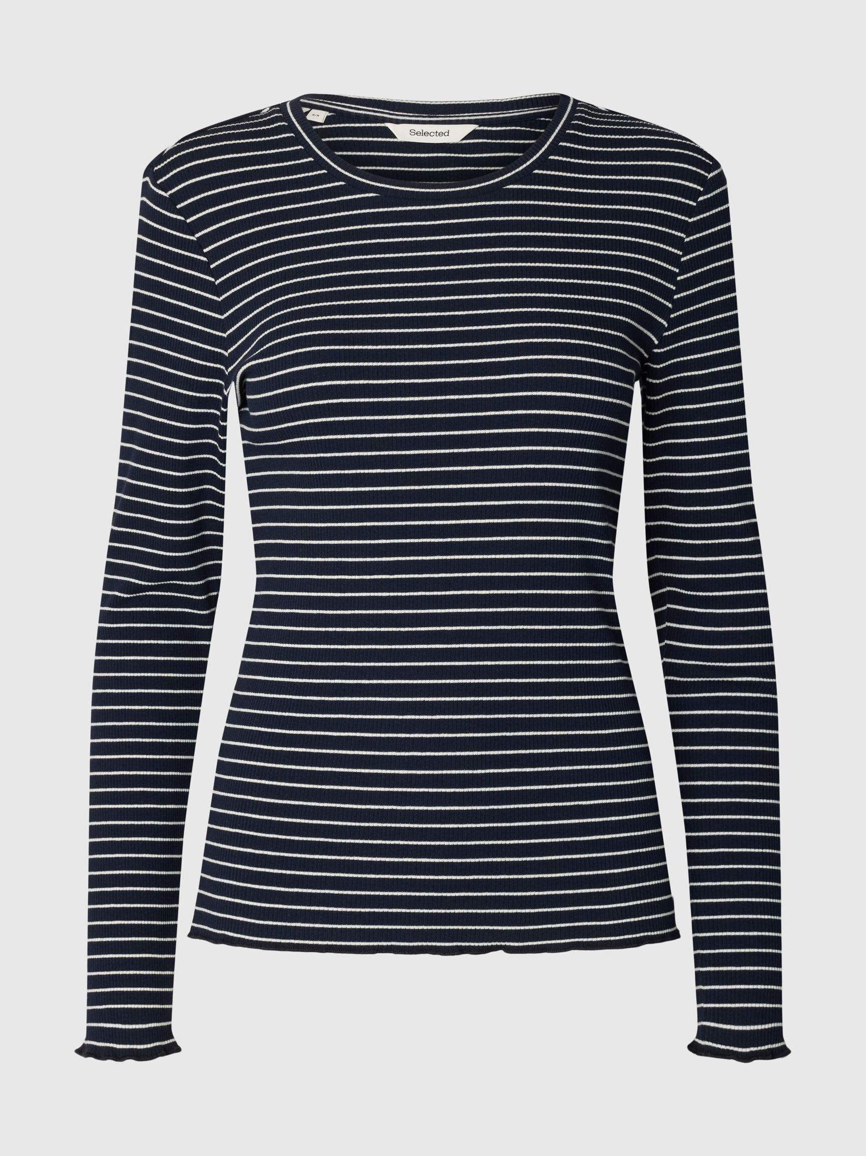 STRIPED LONG-SLEEVED T-SHIRT, Dark Sapphire, highres