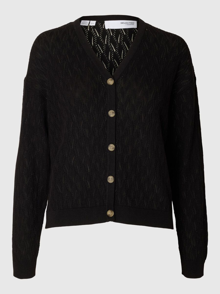 Selected STRUCTURED  CARDIGAN, Black, highres - 16097965_Black_001.jpg