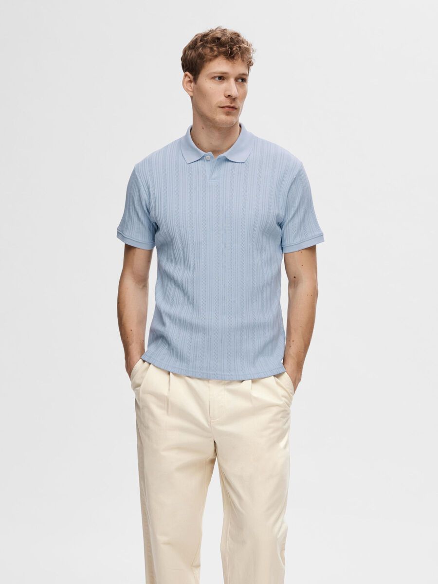 Selected SHORT-SLEEVED COTTON POLO SHIRT, Cashmere Blue, highres - 16092781_CashmereBlue_003.jpg