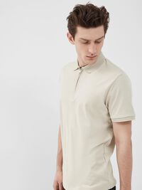 ZIPPER POLO SHIRT, Oatmeal, highres
