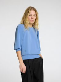 PUFF SLEEVE SWEATSHIRT, Cornflower Blue, highres