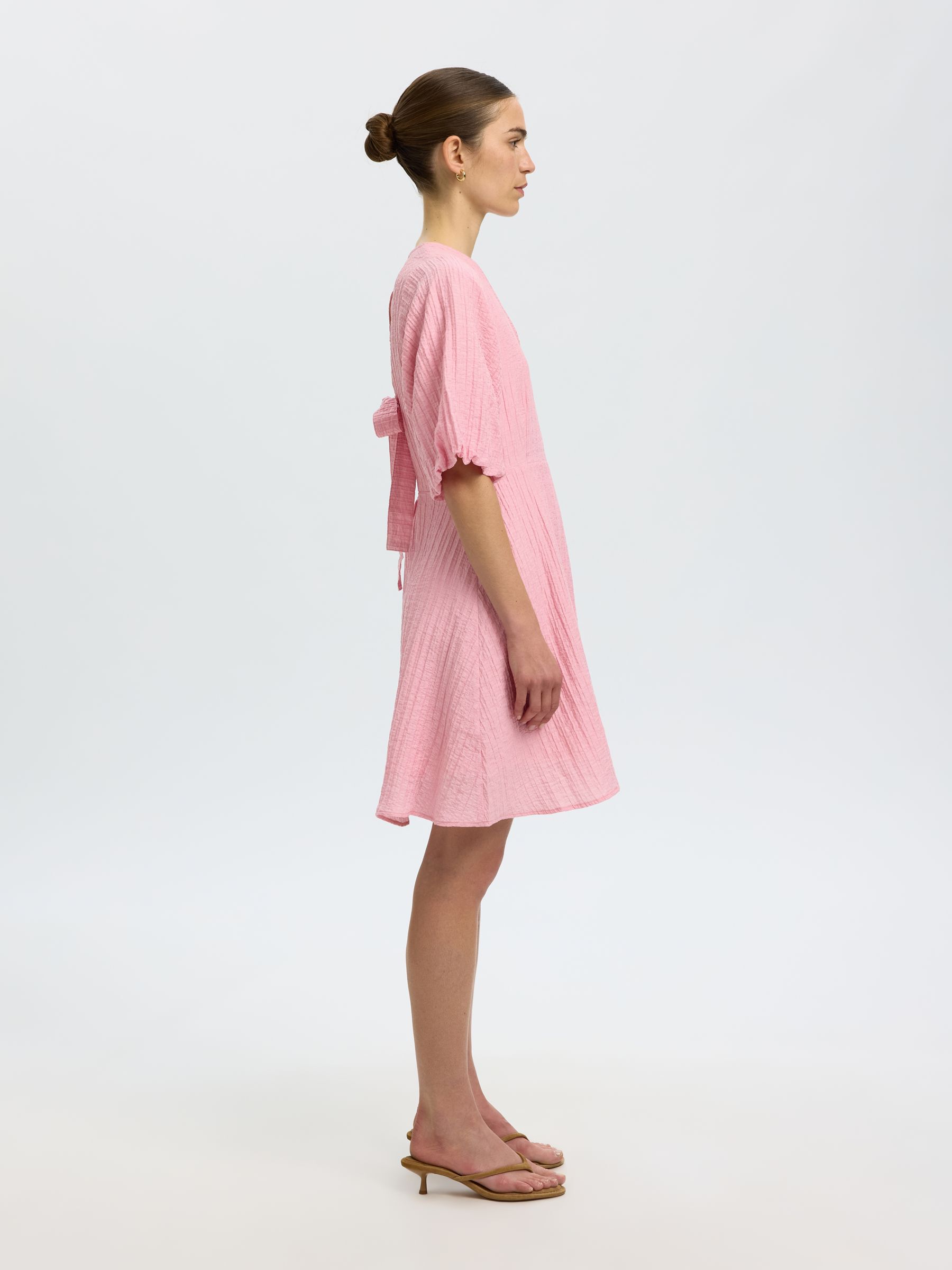 SHORT SLEEVED MINI DRESS, Bleached Mauve, highres