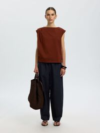 COTTON SLEEVELESS TOP, Cherry Mahogany, highres