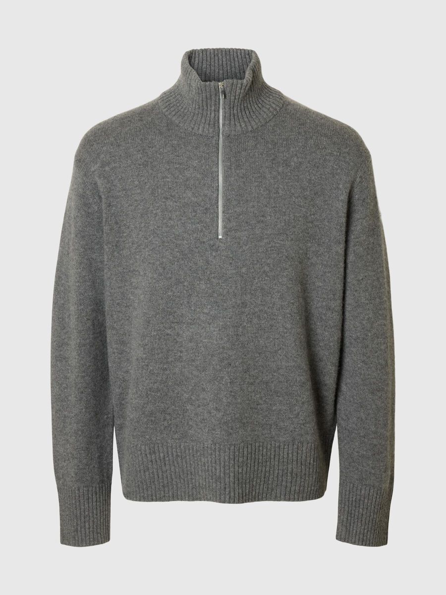 Product tile image - CASHMERE BLEND HALF-ZIP JUMPER, Medium Grey Melange | 16099210_MediumGreyMelange