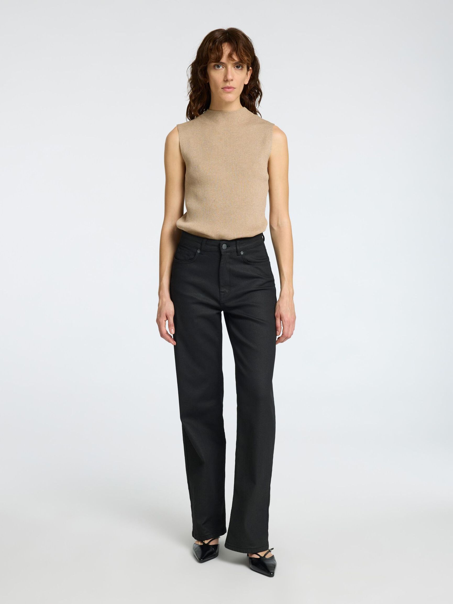 GLITTER ÄRMLÖS TOPP, Irish Cream, highres
