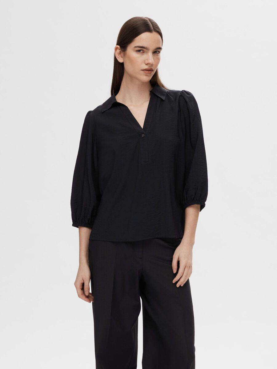 Selected VISKOSEMIX BLUSE, Black, highres - 16094494_Black_003.jpg