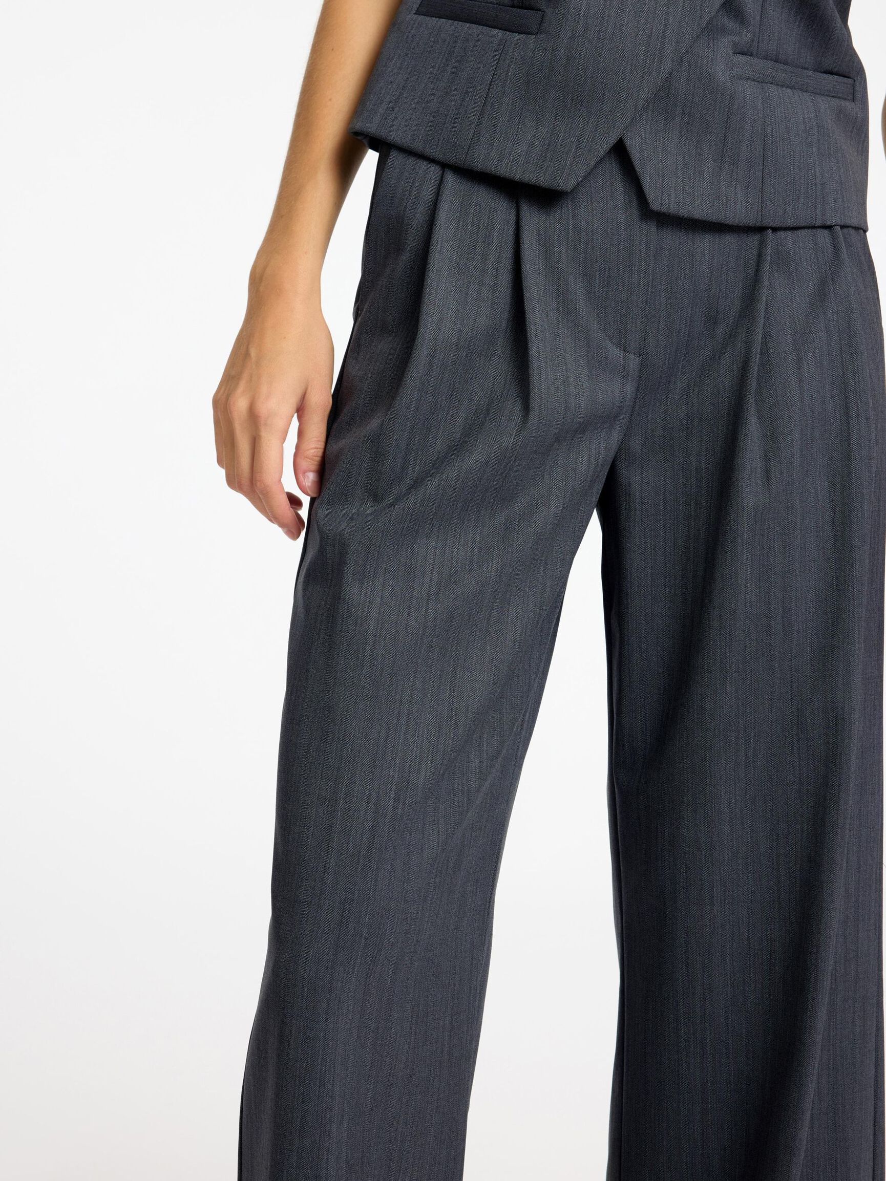 LAINE MÉLANGÉE PANTALON DE COSTUME, Steel Gray, highres