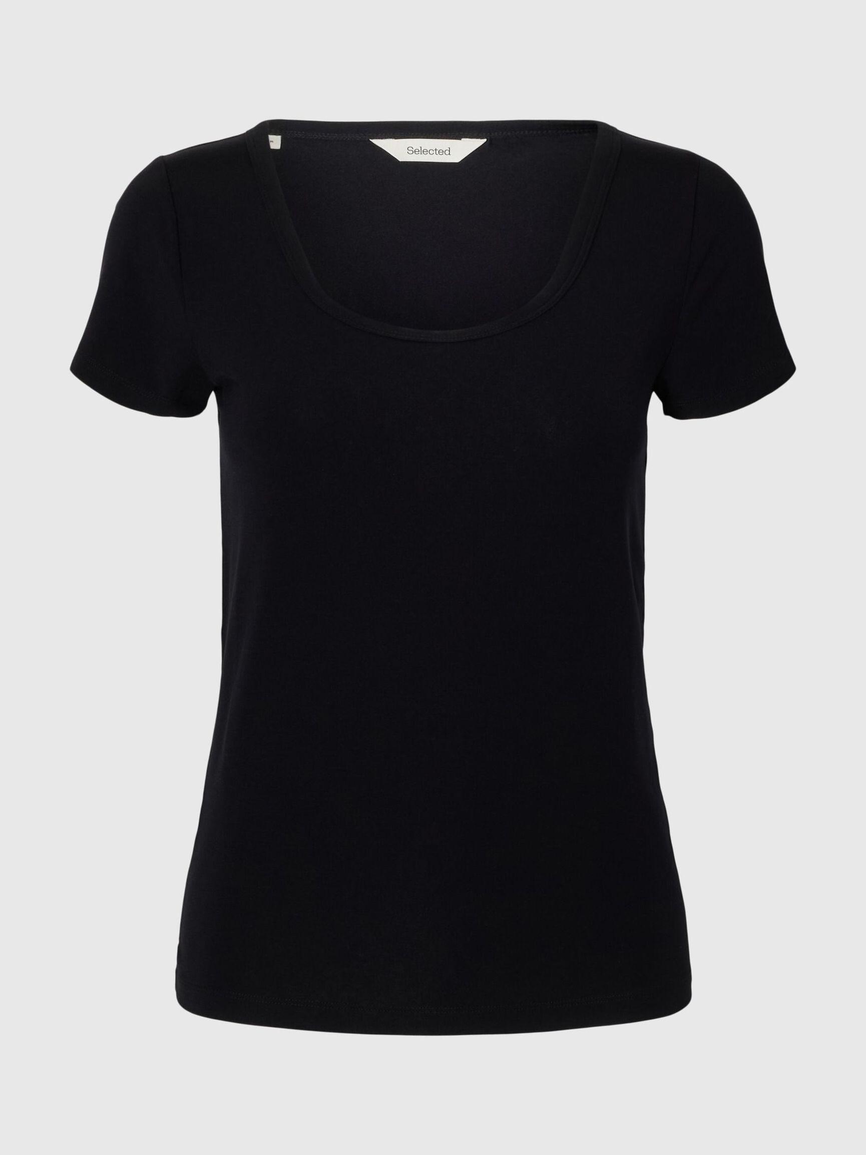 DYB HALSUDSKÆRING T-SHIRT, Black, highres