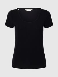 DYB HALSUDSKÆRING T-SHIRT, Black, highres