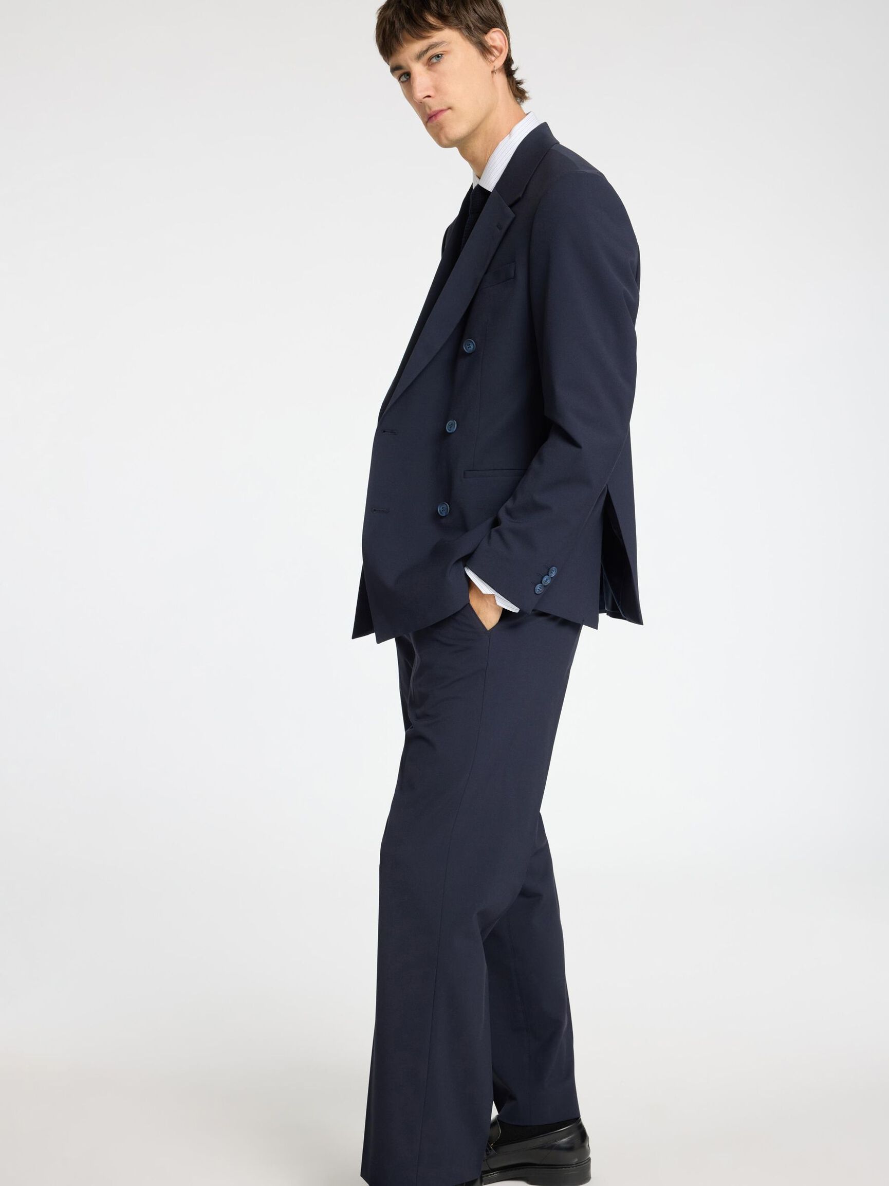 LOOSE FIT TROUSERS, Dark Navy, highres