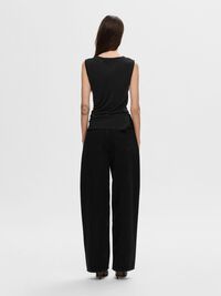 RUCHED SLEEVELESS TOP, Black, highres