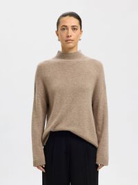 CASHMERE BLEND KNITTED JUMPER, Irish Cream, highres