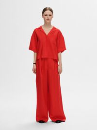 LEINENMIX HOSE MIT WEITEM BEIN, Flame Scarlet, highres