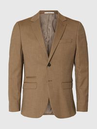 WOVEN WOOL BLEND BLAZER, Deep Taupe, highres
