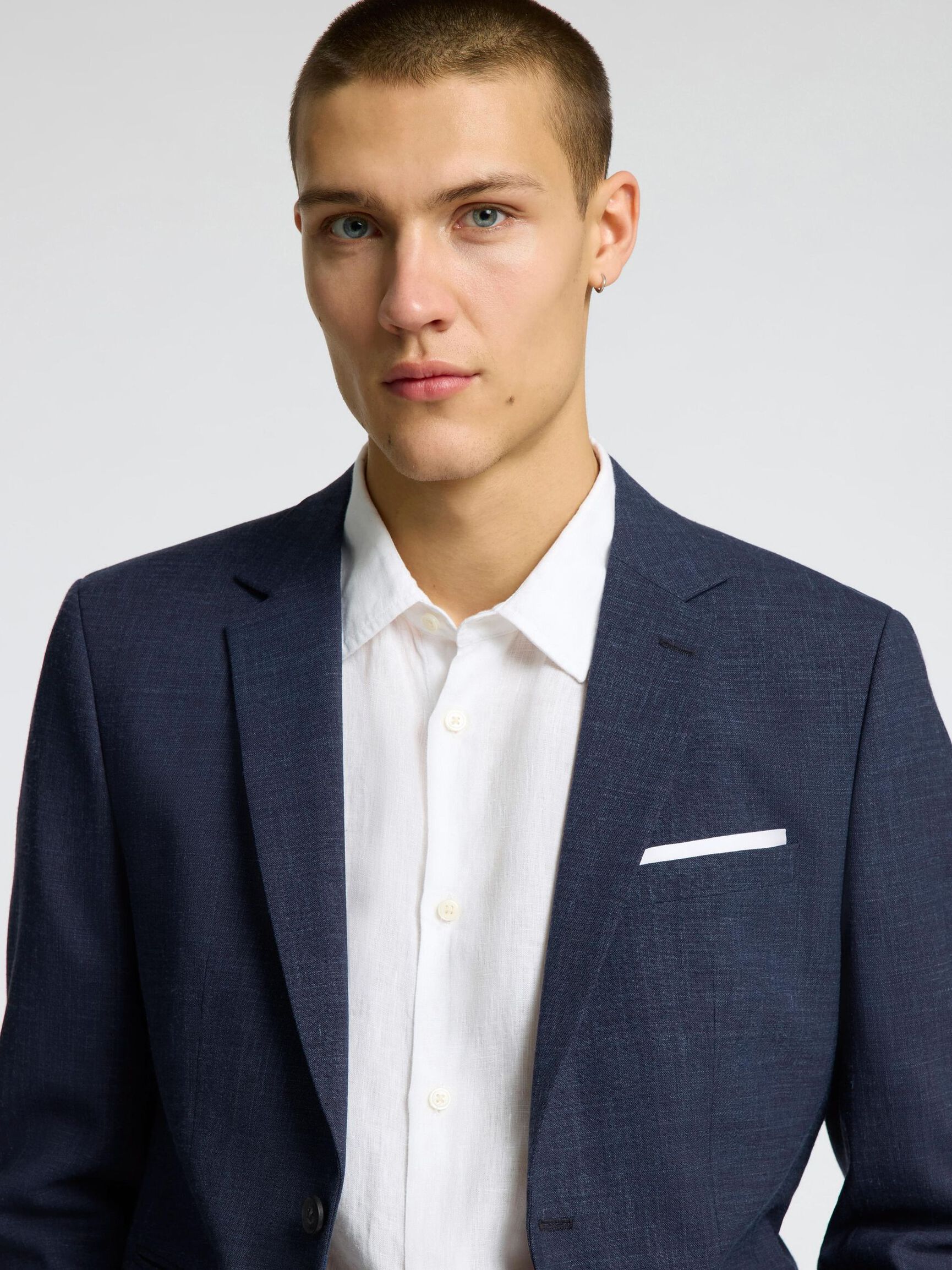 SLIM FIT SINGLE-BREASTED BLAZER, Dark Navy, highres