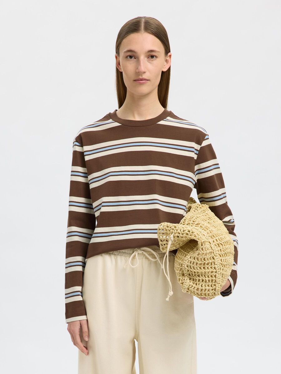 Selected BOXY FIT T-SHIRT MET LANGE MOUWEN, Chestnut, highres - 16099324_Chestnut_1247002_003.jpg