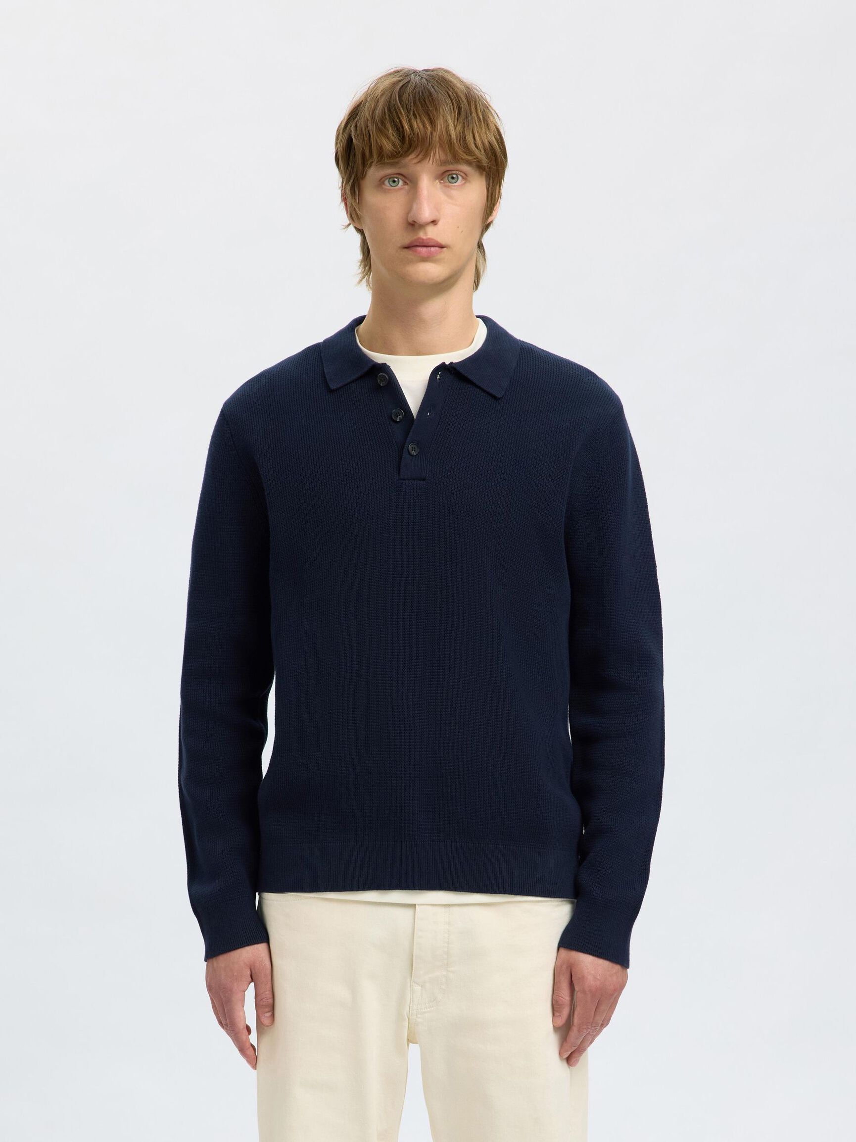 STRUKTURERET BOMULD POLO, Sky Captain, highres