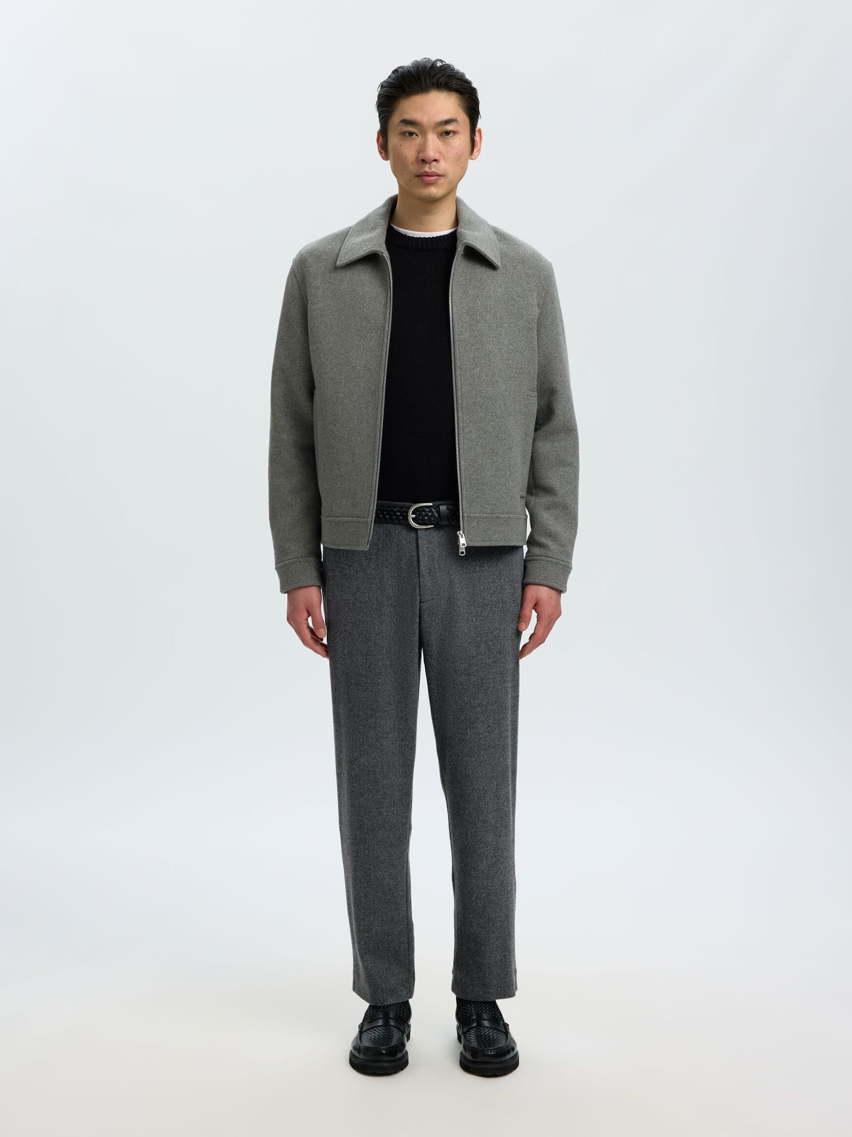 LAINE MÉLANGÉE PANTALON À COUPE EFFILÉE, Dark Grey, highres