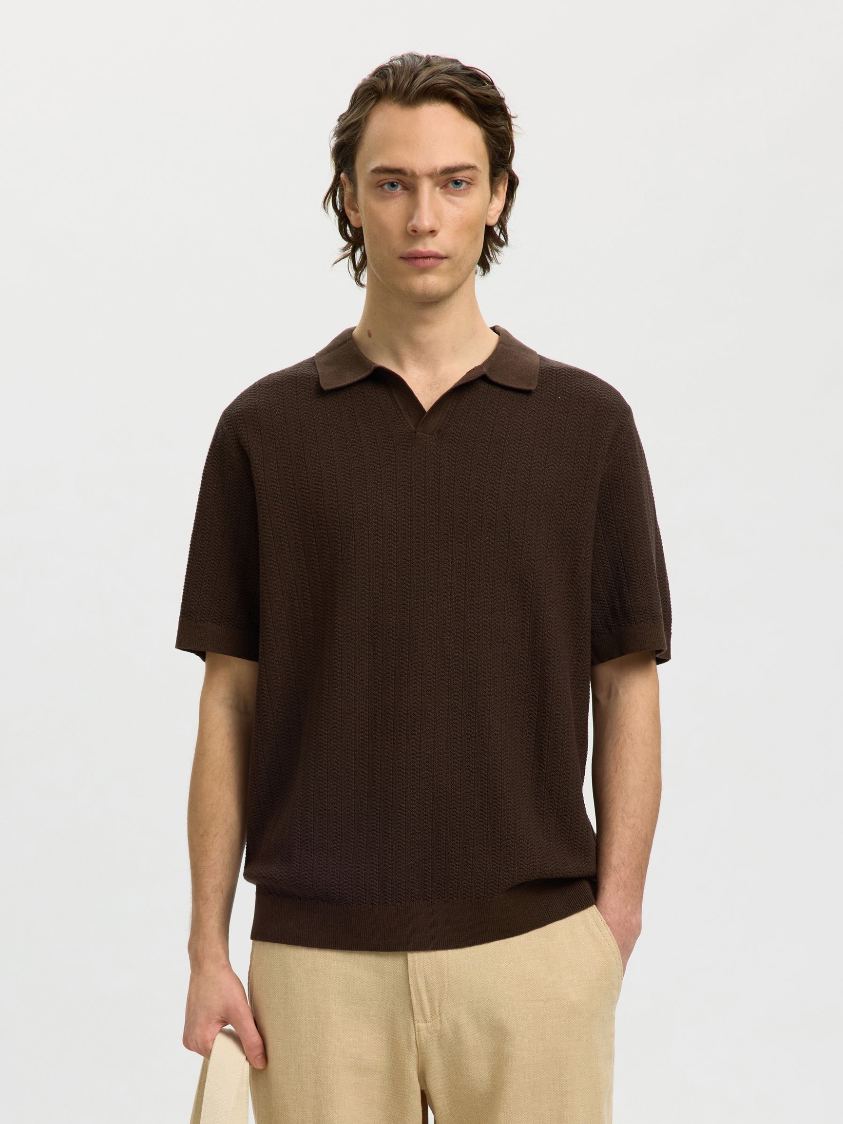 LINEN BLEND POLO SHIRT, Delicioso, highres