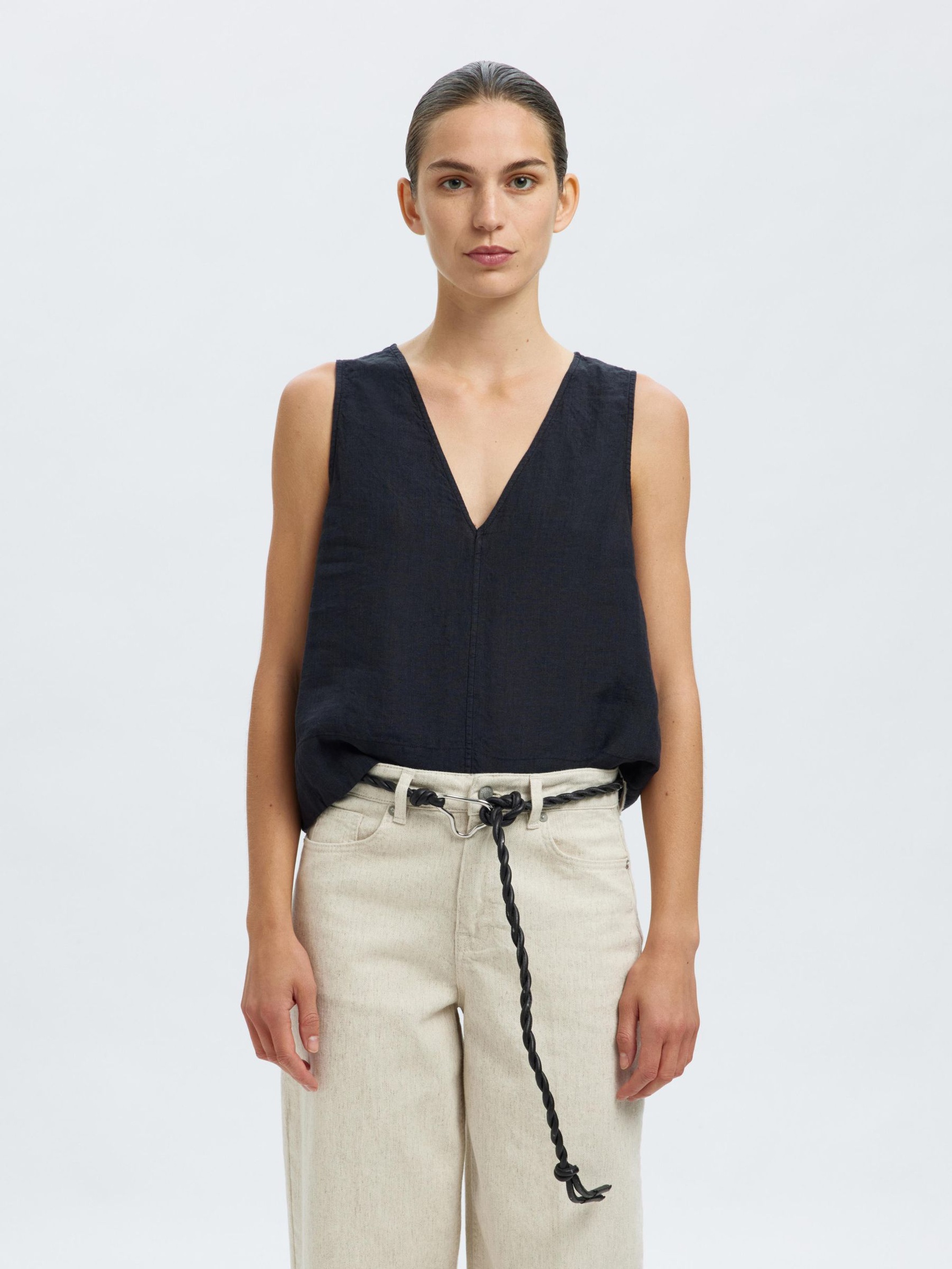 TRESSÉ CEINTURE EN CUIR, Black, highres