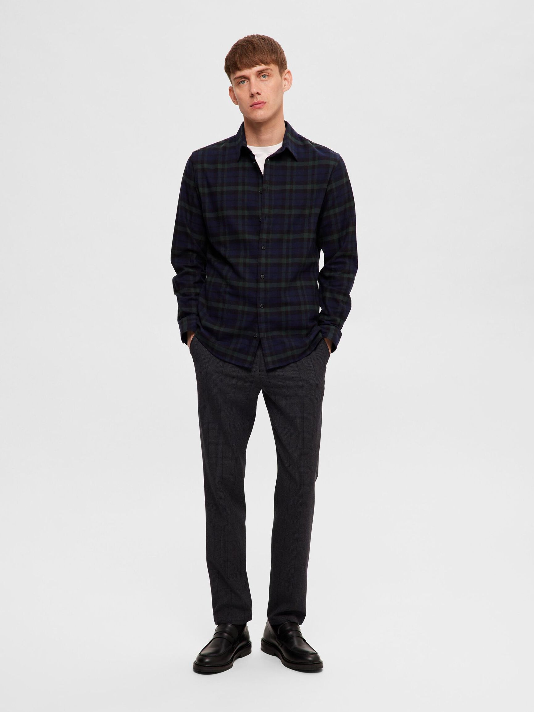 FLANELL HEMD, Dark Navy, highres