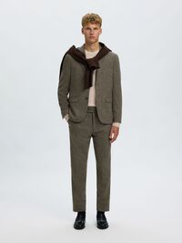 CHECKED WOOL BLEND  BLAZER, Brownie, highres