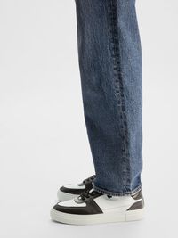 LEDER SNEAKERS, Black, highres