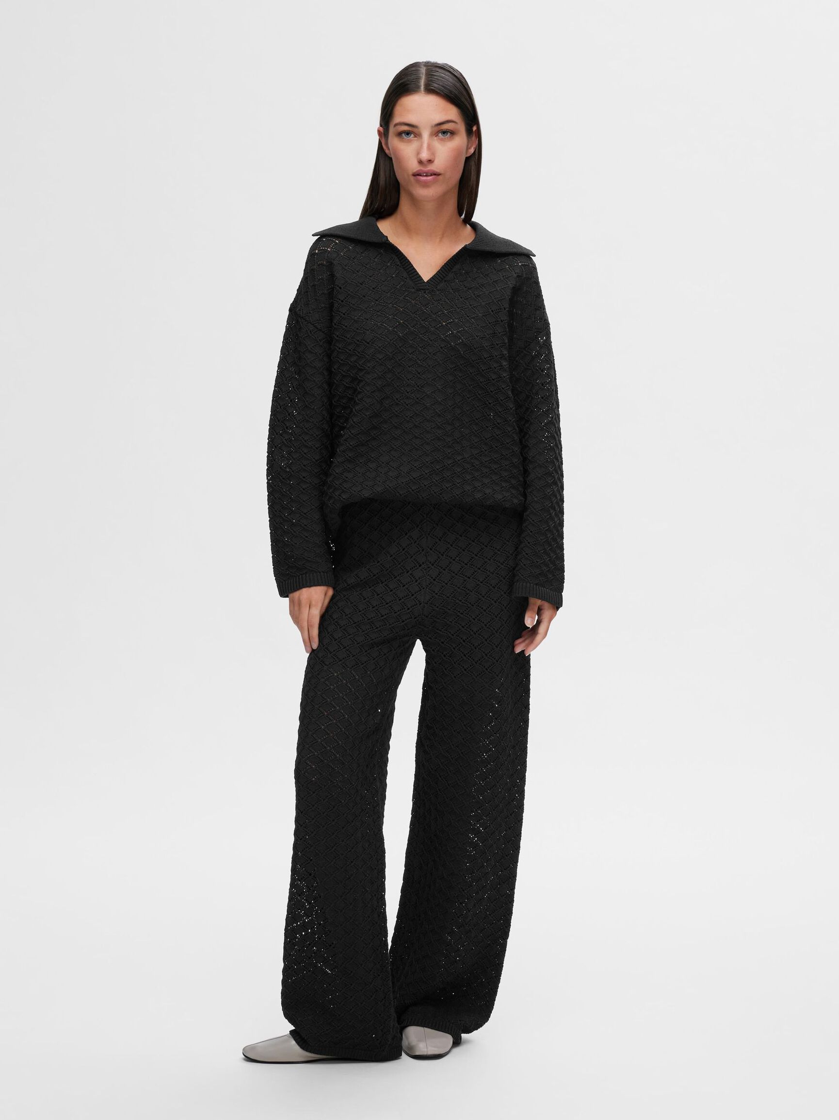PANTALONI A MAGLIA, Black, highres