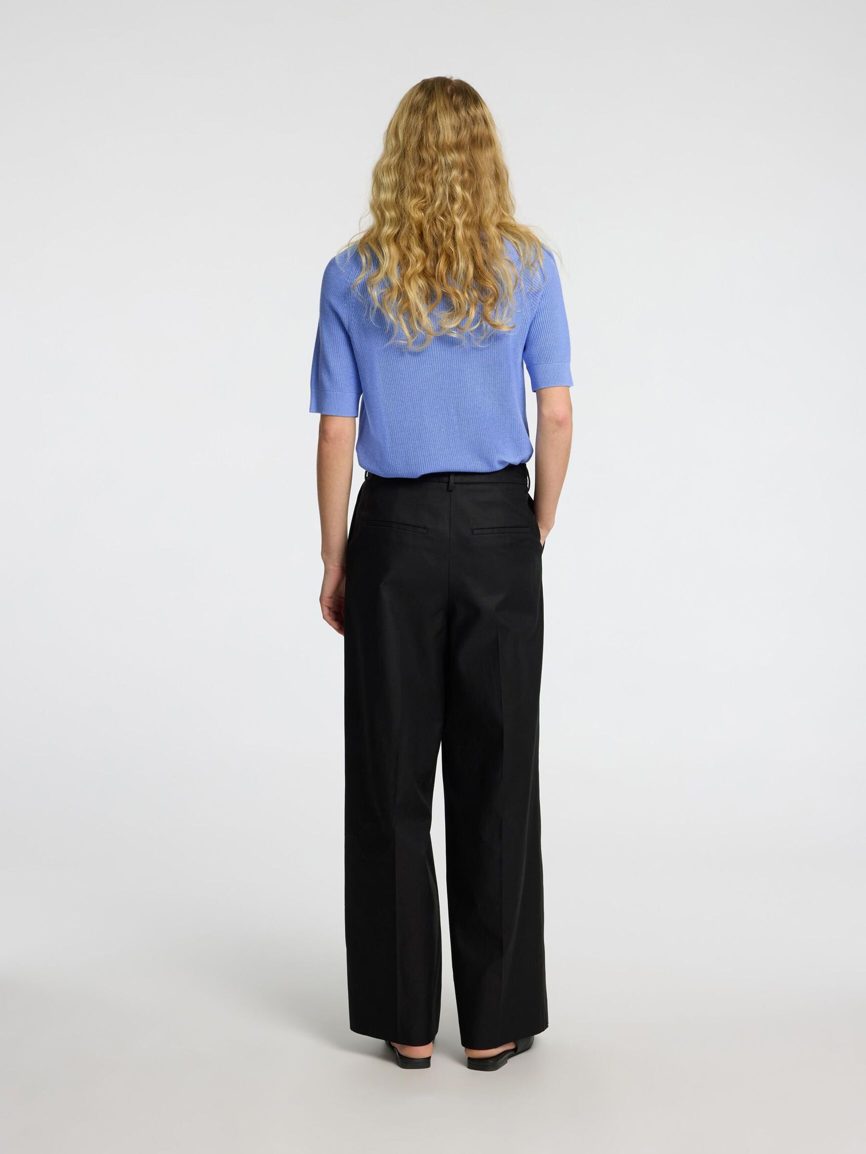 VISCOSEMIX GEBREIDE TOP, Cornflower Blue, highres