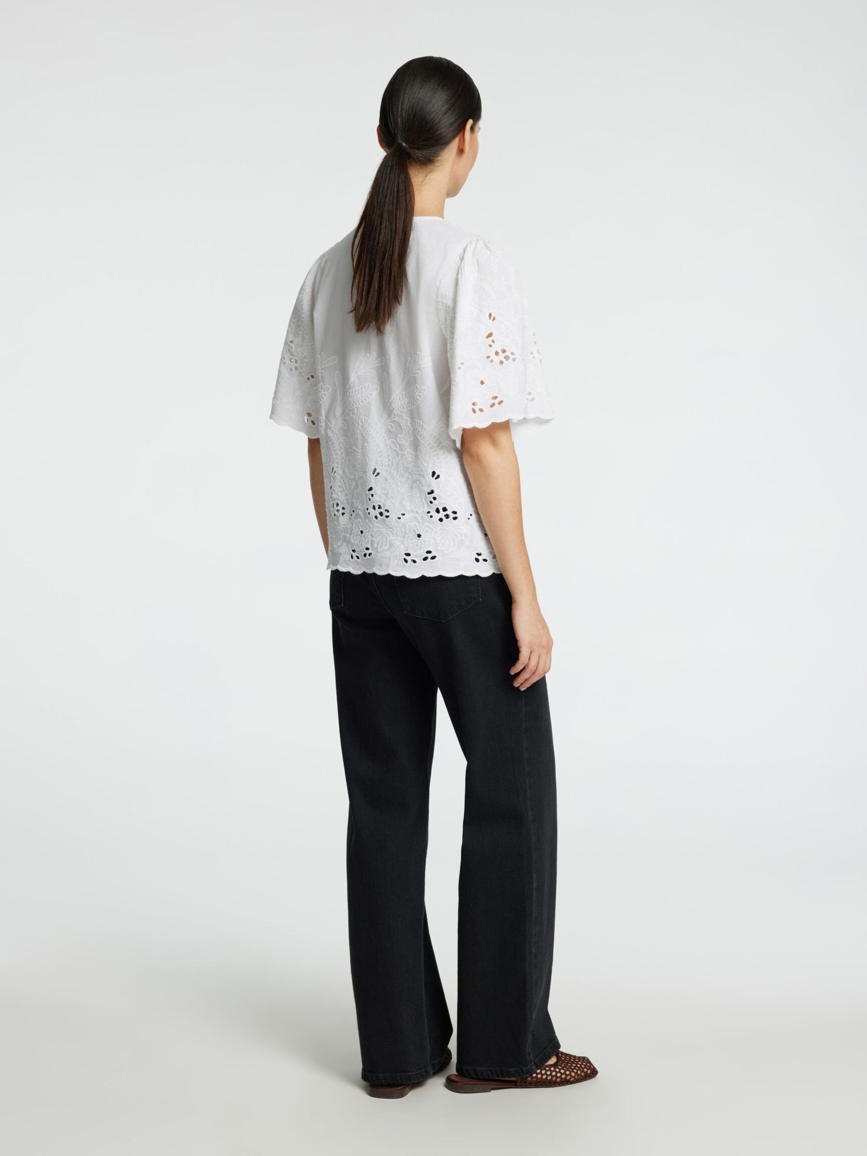 EMBROIDERED SHORT SLEEVED SHIRT, Bright White, highres