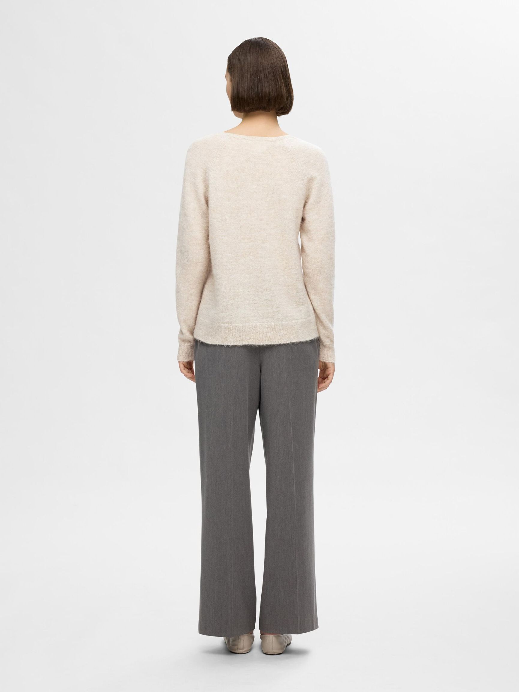 WOLLGEMISCH V-AUSSCHNITT PULLOVER, Birch, highres