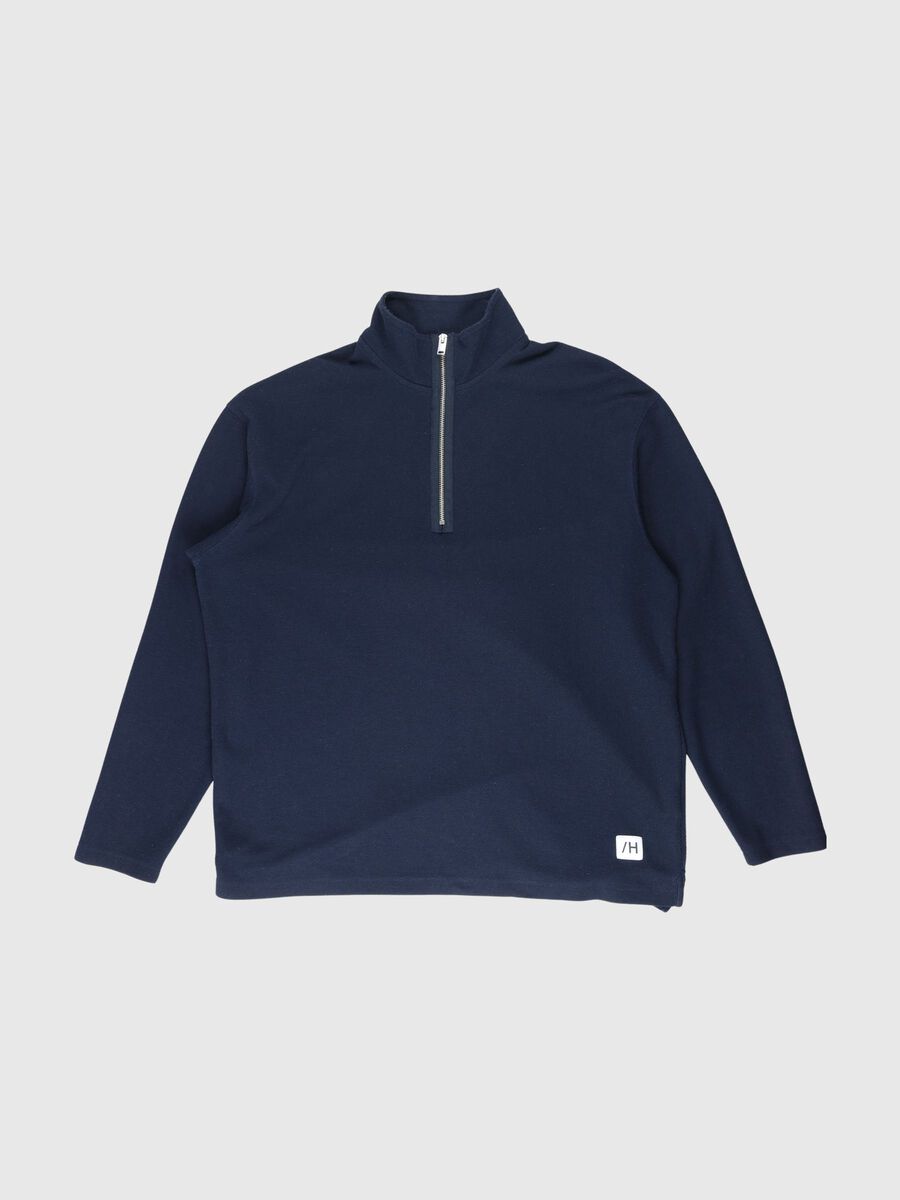 Selected HIGH NECK ZIP SWEATSHIRT, Sky Captain, highres - 80000247_SkyCaptain_001.jpg