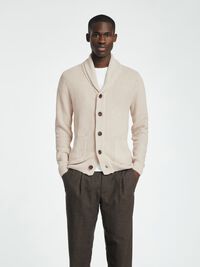 SCHALKRAGEN STRICKJACKE, Oatmeal, highres