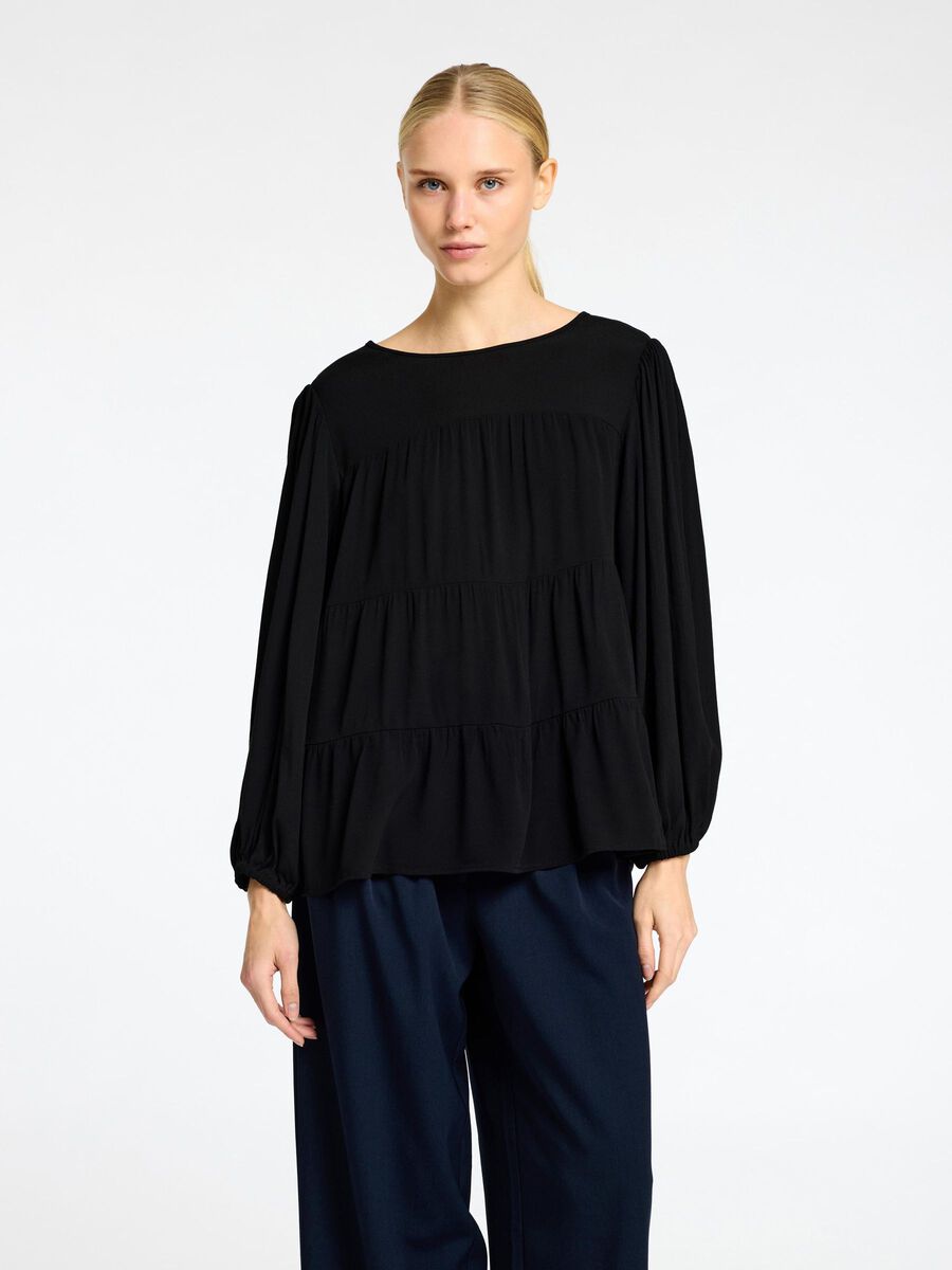 Selected VISKOSEMIX BLUSE, Black, highres - 16097969_Black_003.jpg