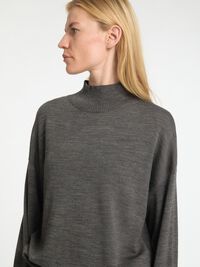 100% MERINOWOLL PULLOVER MIT HOHEM KRAGEN, Medium Grey Melange, highres