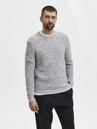 RUNDHALSAUSSCHNITT STRICKPULLOVER, Marshmallow, highres
