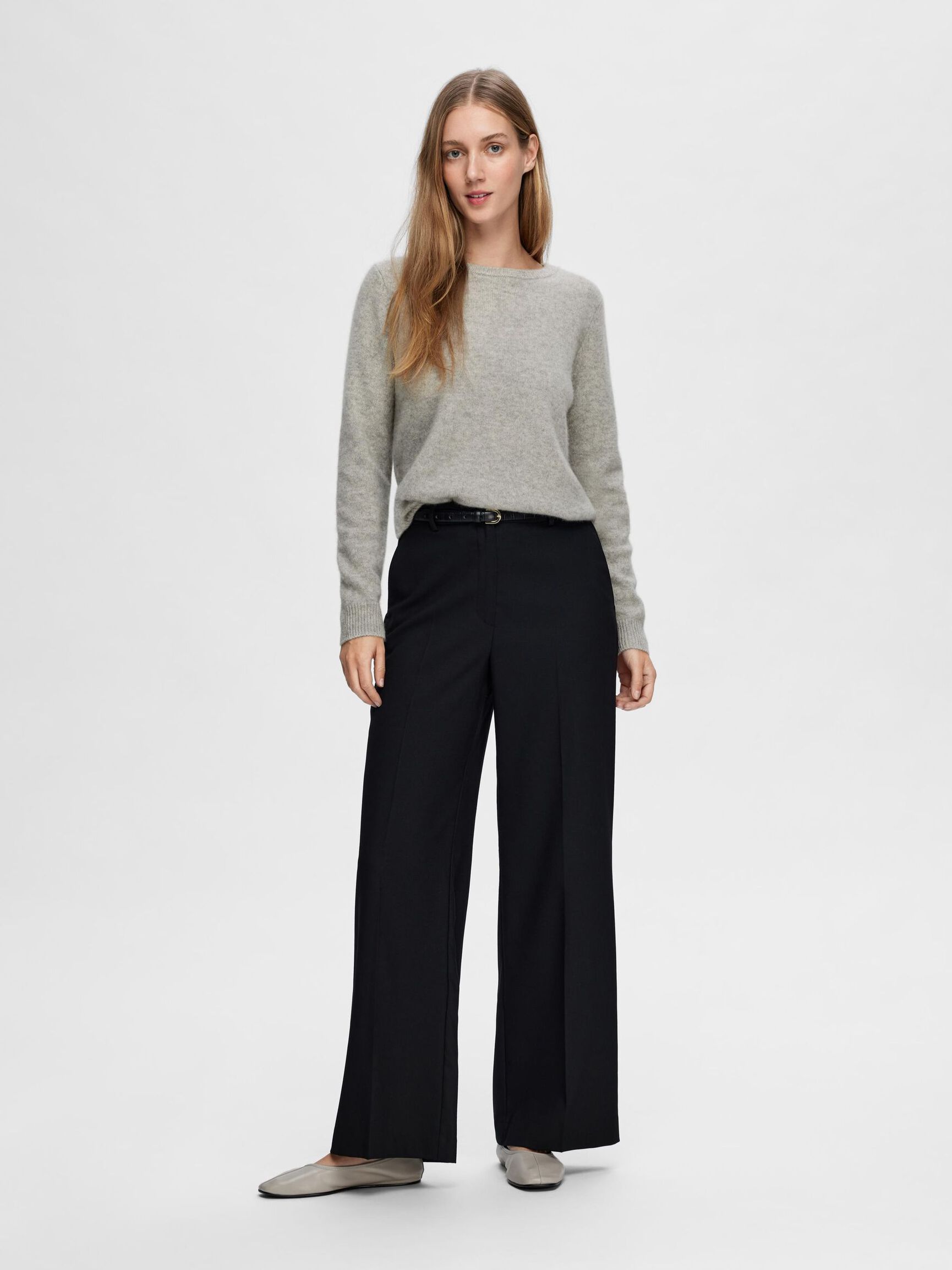 100% CASHMERE JUMPER, Light Grey Melange, highres