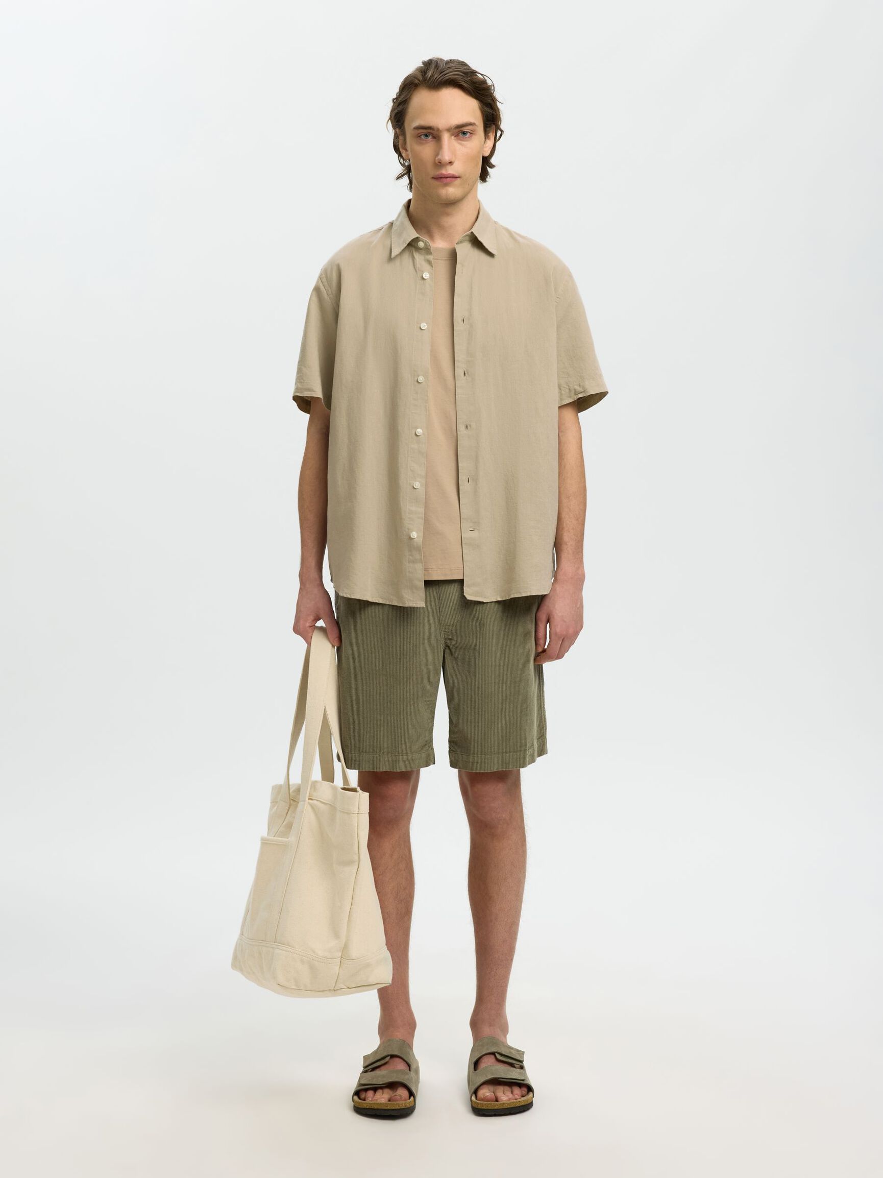 REGULAR FIT LINEN-BLEND SHIRT, Pure Cashmere, highres