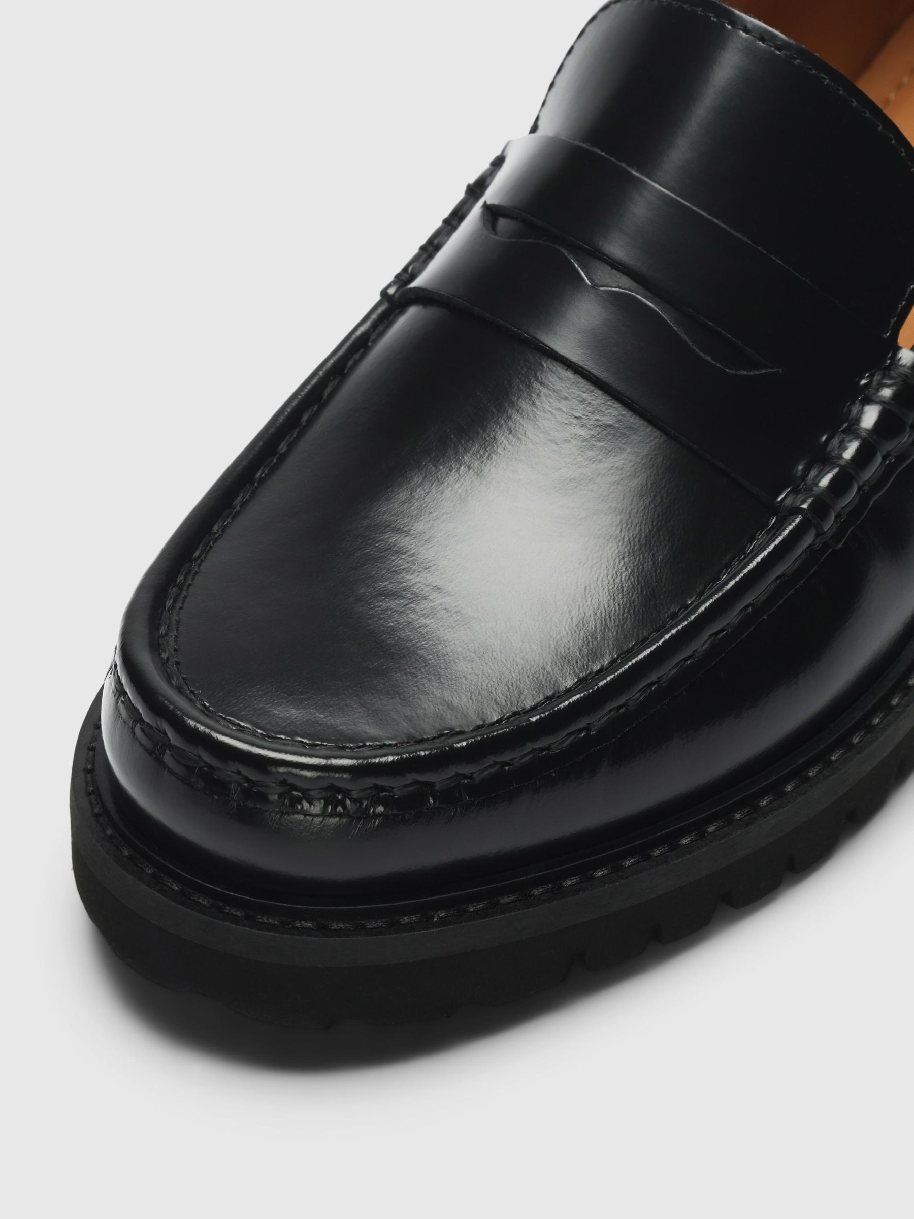 LEDER PENNY LOAFER, Black, highres