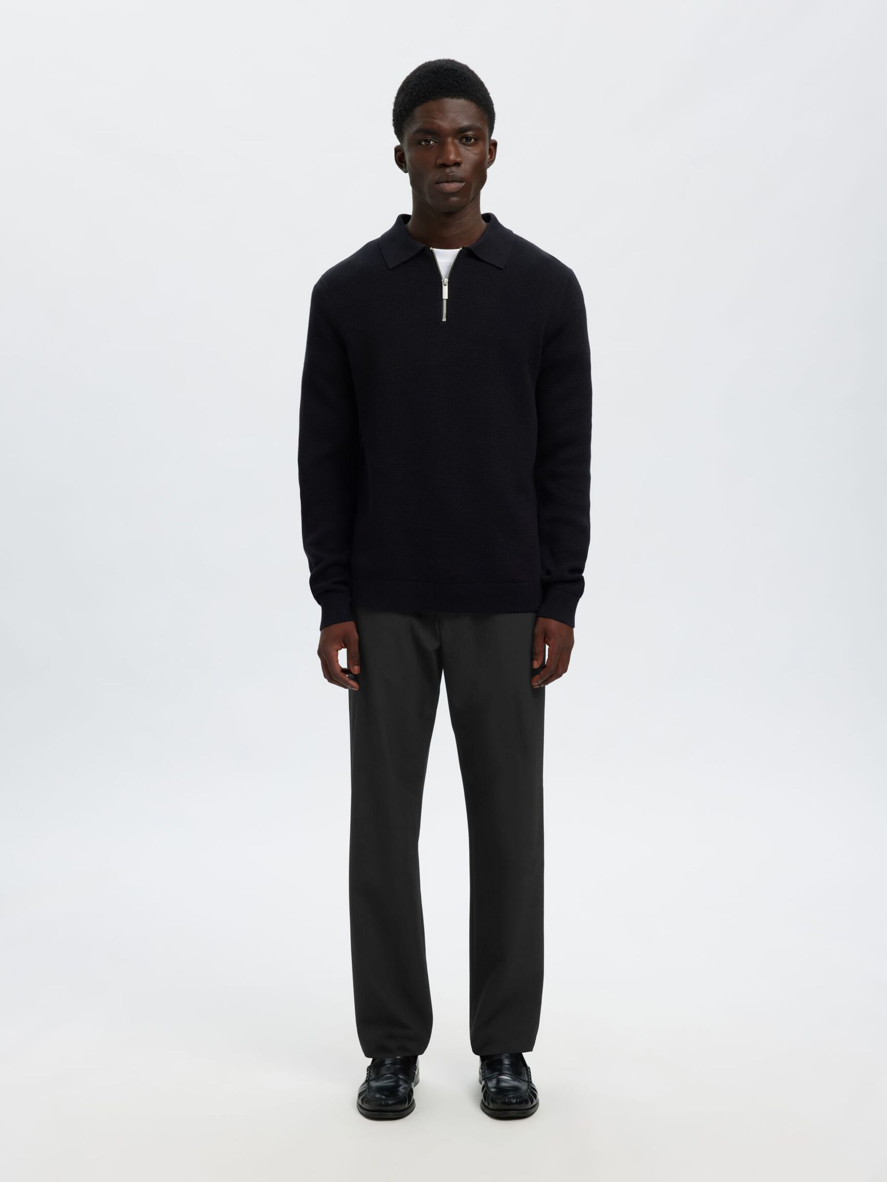 196 STRAIGHT FIT TROUSERS, Black, highres