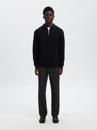 196 STRAIGHT FIT TROUSERS, Black, highres