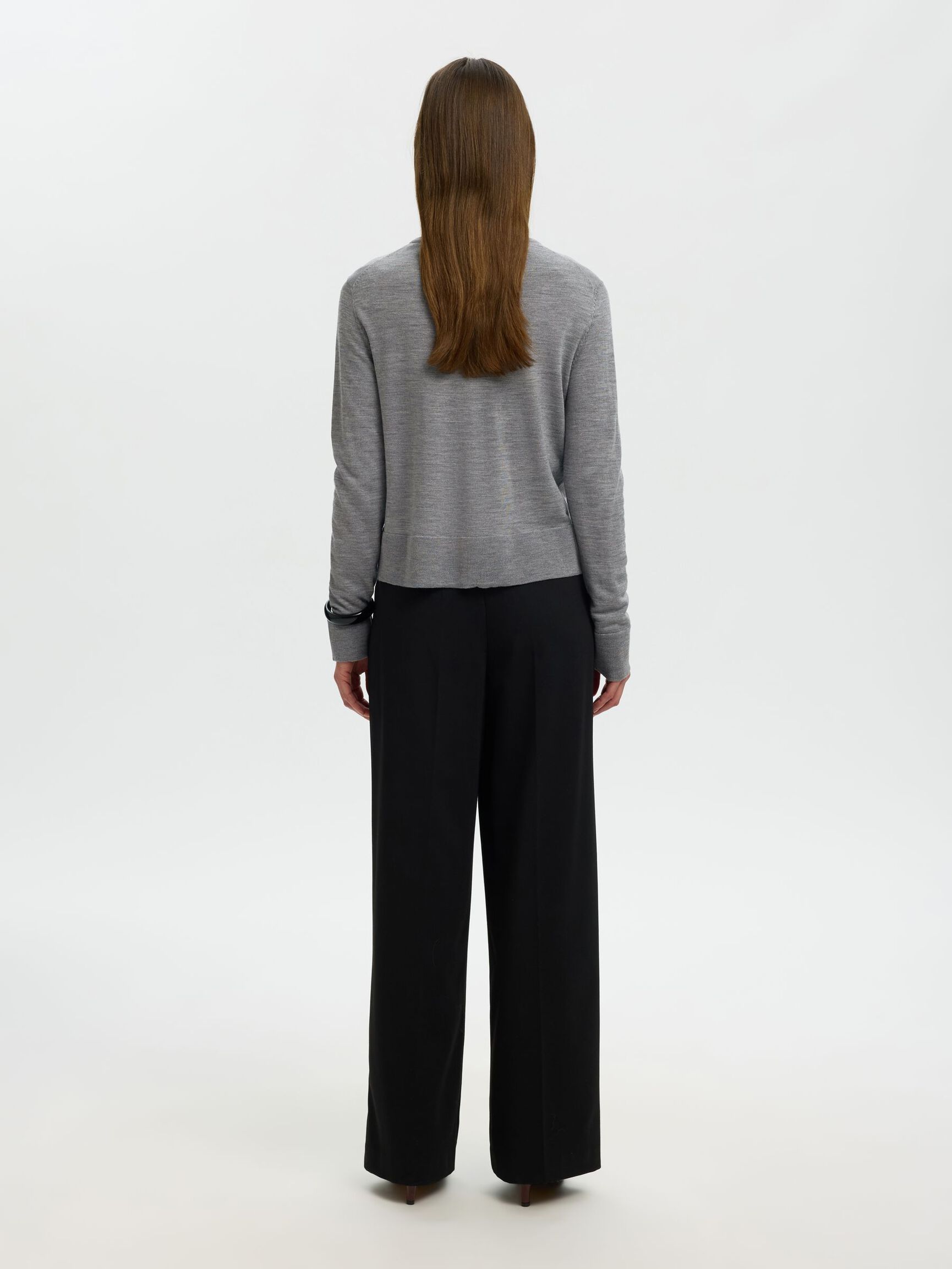 100% MERINO WOOL KNITTED CARDIGAN, Medium Grey Melange, highres