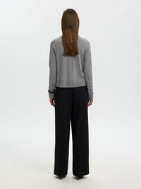 100% MERINO WOOL KNITTED CARDIGAN, Medium Grey Melange, highres