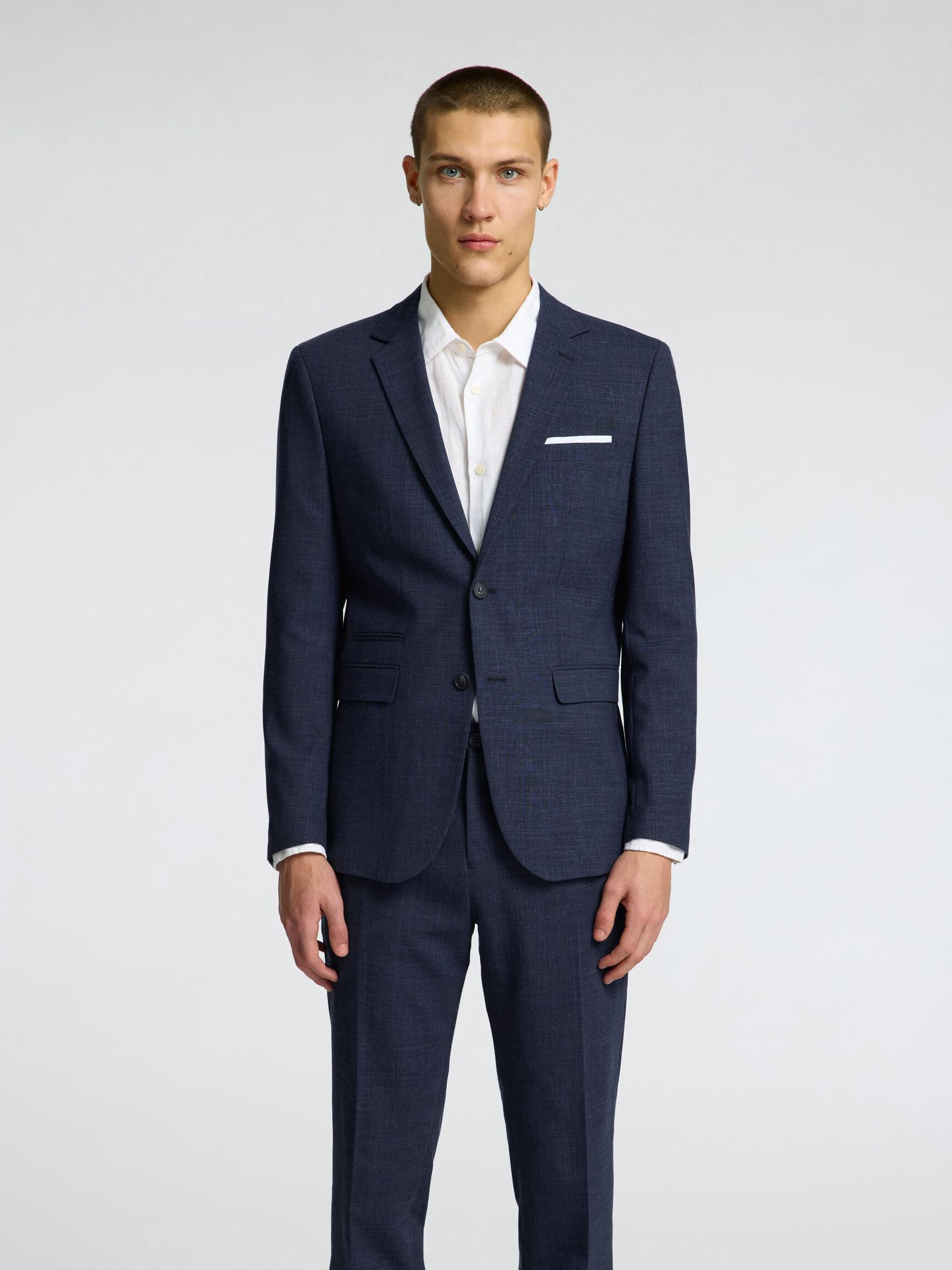 SLIM FIT SINGLE-BREASTED BLAZER, Dark Navy, highres