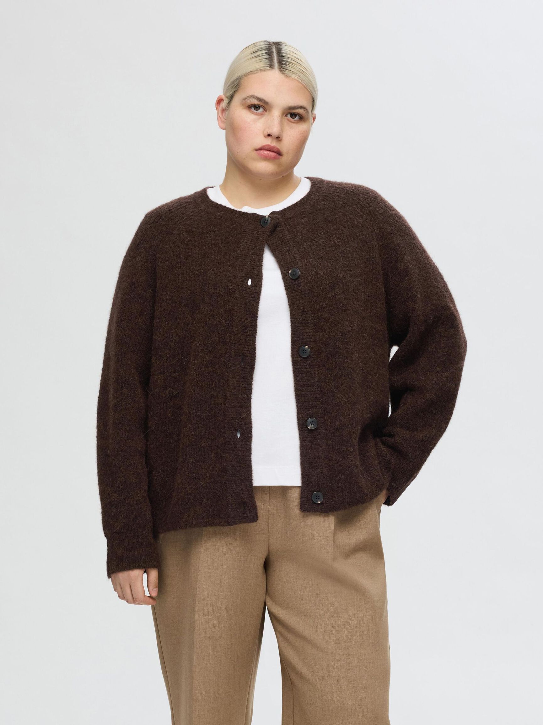 LANGE MOUWEN VEST, Coffee Bean, highres