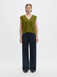 WOOL BLEND KNITTED VEST, Cardamom Seed, highres