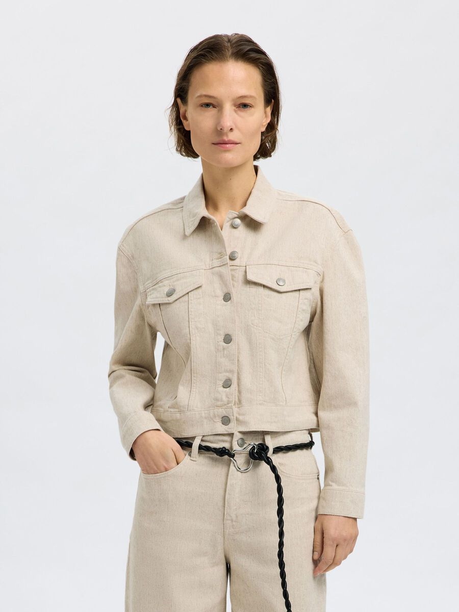Selected CROPPED JEANSJACKE, Egret, highres - 16097715_Egret_1185410_003.jpg