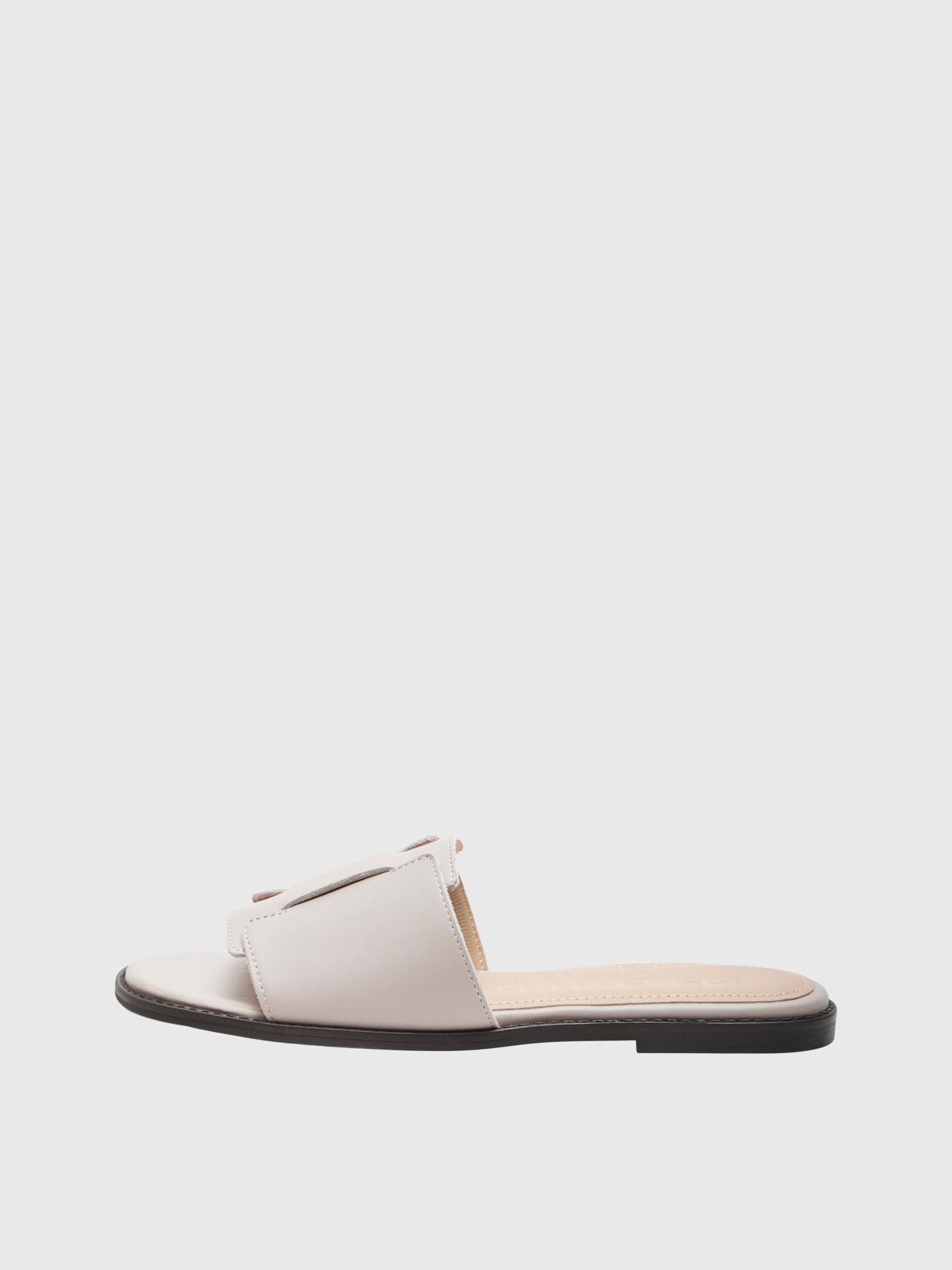 LEATHER SLIDERS, Greige, highres